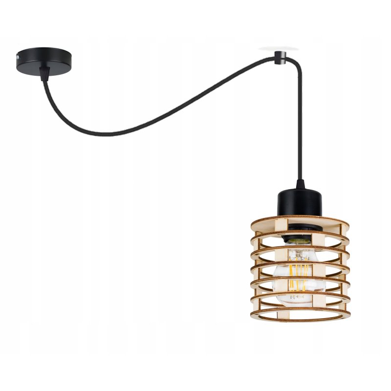 Lampa Sufitowa Wisz Ca Zwis Loft E Paj K Drewno