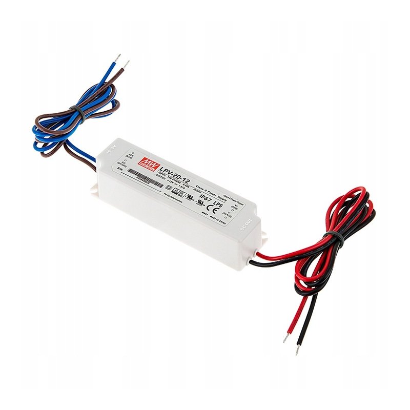 Zasilacz 12V 20W 1,6A wodoodporny do taśm LED IP67 hermetyczny metal