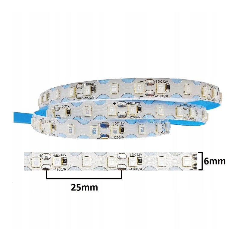 TAŚMA LED ZIG ZAG do zakrętów SKRĘTNA Typ S gięta 12V 7,2W/m IP20 6mm 1m CW