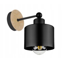 LAMPA KINKIET E27 ścienny stały loft metal drewno