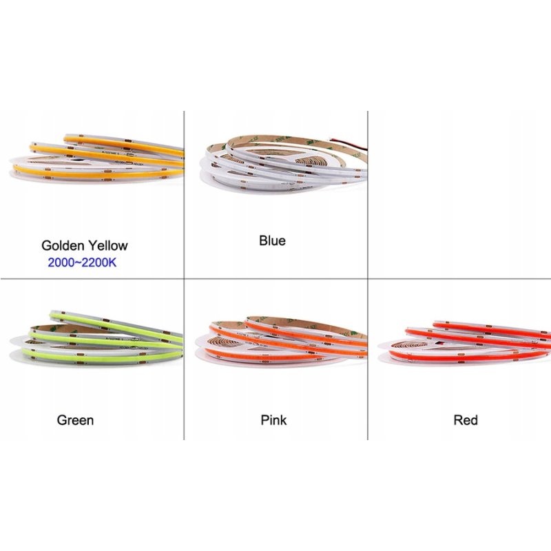 TAŚMA LED COB 12V 480diod/mb PRO 10w/m neon KOLOR RÓŻOWA 1m LINIA