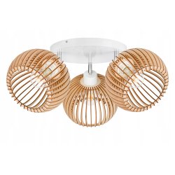 Lampa plafon żyrandol ruchomy sufitowa LOFT klosz kula 36 Drewno na 3x e27