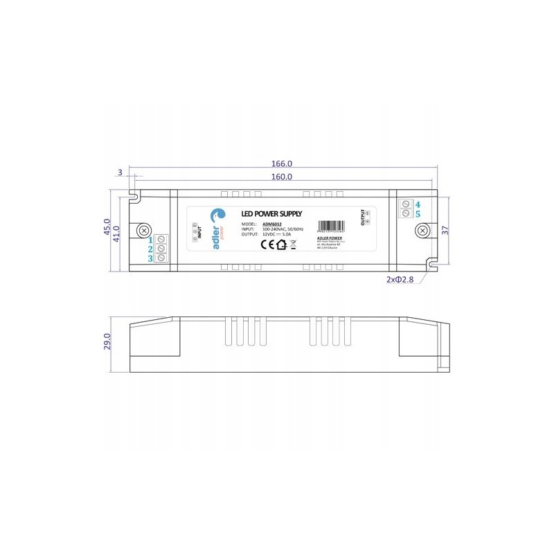 ZASILACZ MEBLOWY MINI 12V 8,25A 100W IP20 taśm led