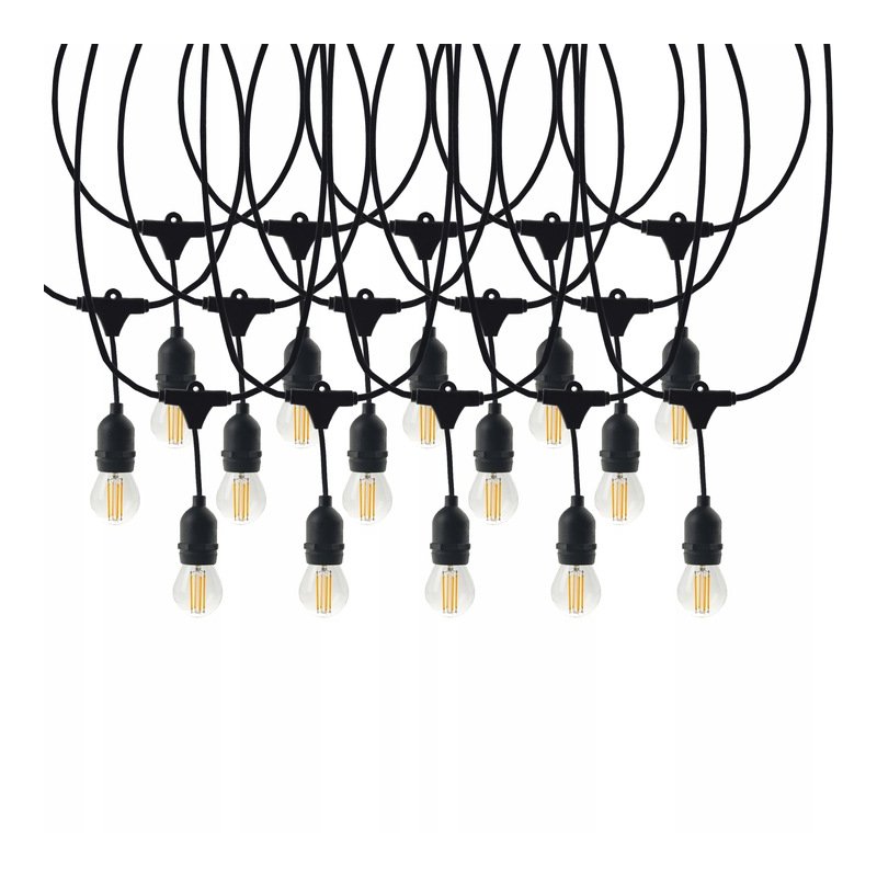 GIRLANDA sieciowa 230V 20m ogrodowa łańcuch + 20x ŻARÓWKI LED E27 WW