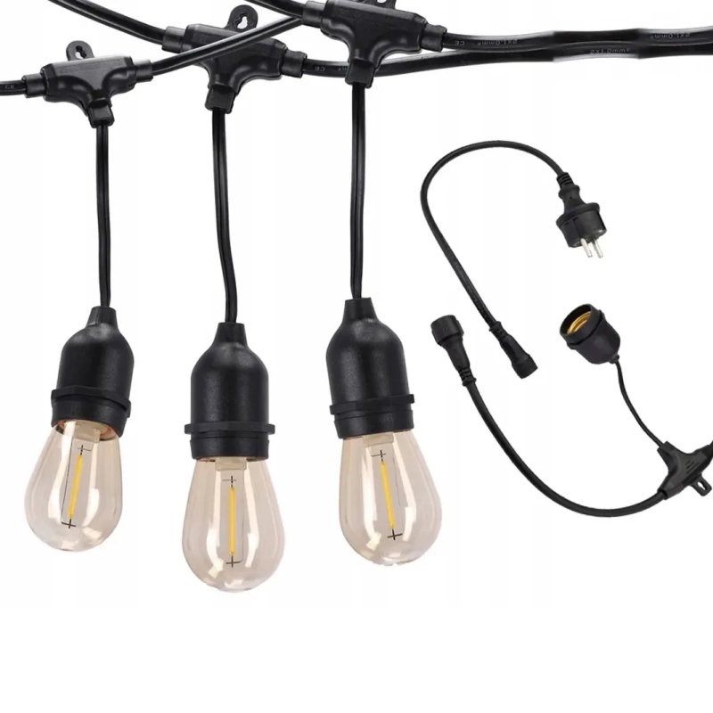 GIRLANDA sieciowa 230V 20m ogrodowa łańcuch + 20x ŻARÓWKI LED E27 WW