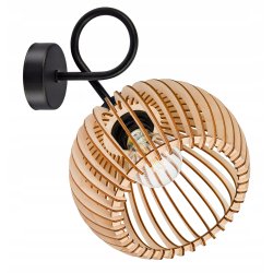 Lampa kinkiet ścienny stały kręcony LOFT klosz kula 36 Drewno na 1x e27