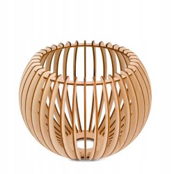 Lampa kinkiet ścienny stały kręcony LOFT klosz kula 36 Drewno na 1x e27