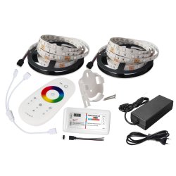 LED RGB 5050 ZESTAW TAŚMA 10m PILOT DOTYKOWY ZASIL