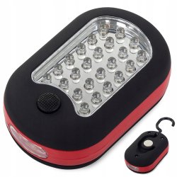 Latarka LED robocza lampa warsztatowa na magnes + wieszak 27 led