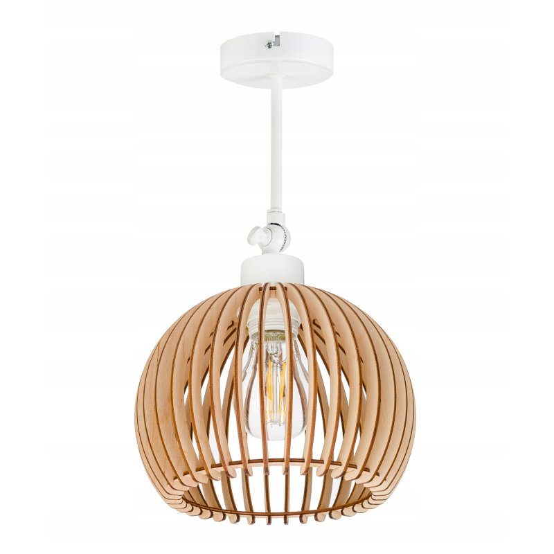 Lampa kinkiet ścienny regulowany LOFT klosz kula 36 Drewno na 1x e27