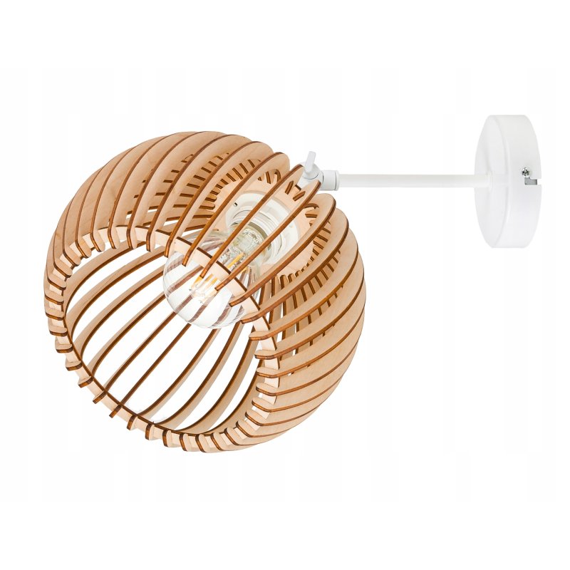 Lampa kinkiet ścienny regulowany LOFT klosz kula 36 Drewno na 1x e27