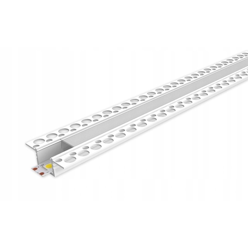 PROFIL PCV do taśm LED do płyt karton gips biały + KLOSZ mleczny 2m