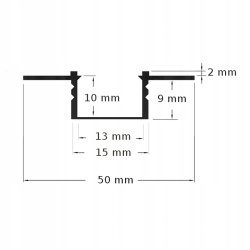 PROFIL PCV do taśm LED do płyt karton gips biały + KLOSZ mleczny 2m