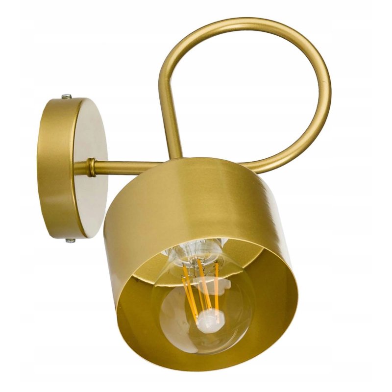 Lampa kinkiet E27 żyrandol stały kręcony loft matal kubek złoty na 2 x E27