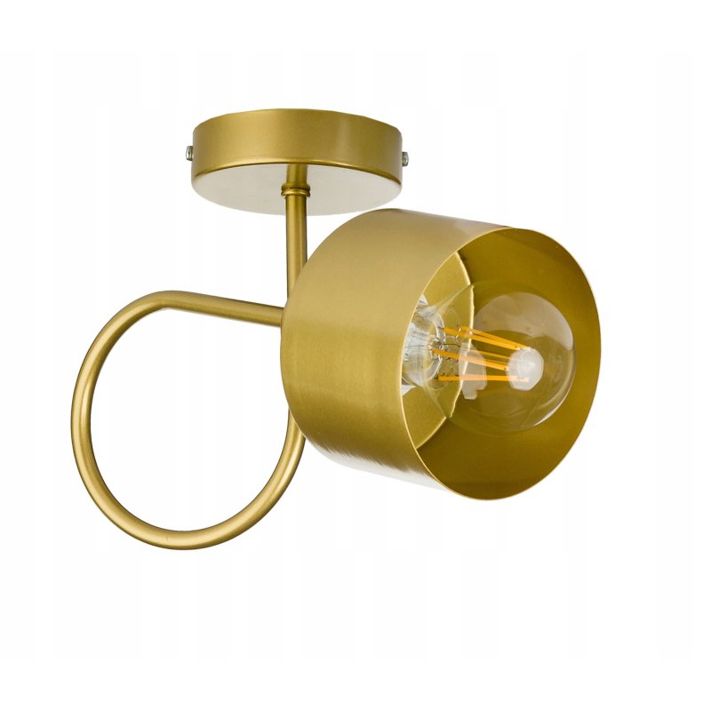 Lampa kinkiet E27 żyrandol stały kręcony loft matal kubek złoty na 2 x E27