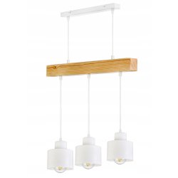 LAMPA drewniana belka wisząca sufitowa ŻYRANDOL ZWIS LOFT BIAŁY KUBEK 3xE27