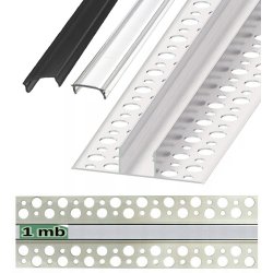 PROFIL ALUMINIOWY SREBRNY do taśm led do PŁYTEK gips + KLOSZ 1m