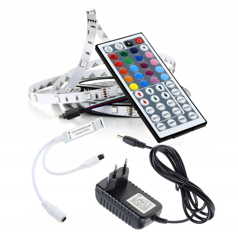 Taśma LED ZESTAW 150 RGB 2m + sterownik IR44 + zas