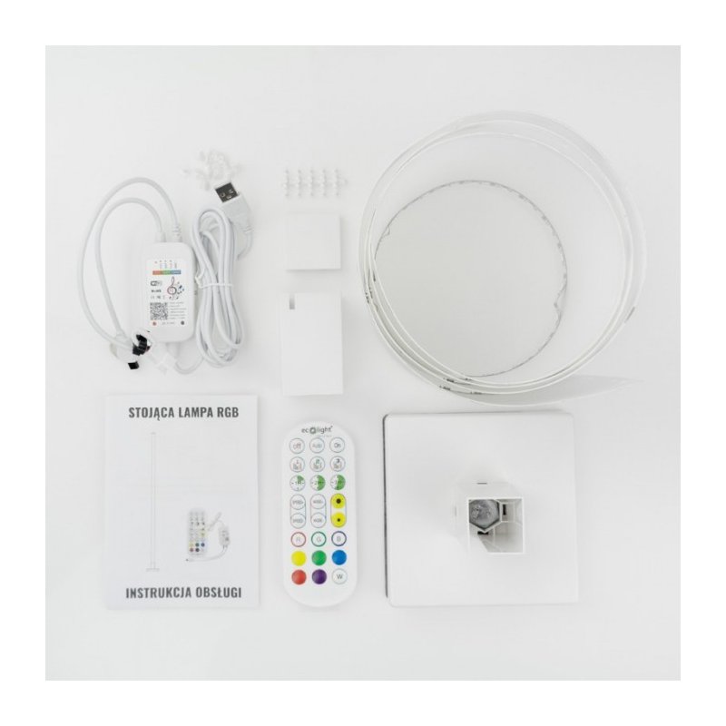 Lampa stojąca podłogowa LED RGB muzyczna sterowana tuya Pilot biała 150cm