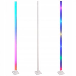 Lampa stojąca podłogowa LED RGB muzyczna sterowana tuya Pilot biała 150cm