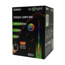 Lampa stojąca podłogowa LED RGB muzyczna sterowana tuya Pilot biała 150cm