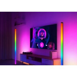 Lampa stojąca podłogowa LED RGB muzyczna sterowana tuya Pilot biała 150cm