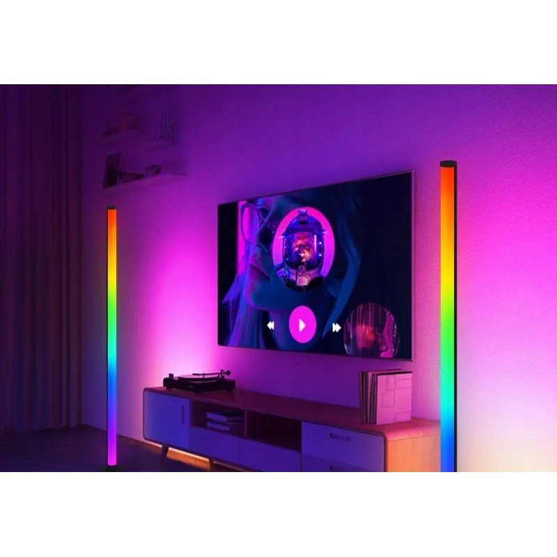 Lampa stojąca podłogowa LED RGB muzyczna sterowana tuya Pilot biała 150cm