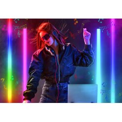 Lampa stojąca podłogowa LED RGB muzyczna sterowana tuya Pilot biała 150cm