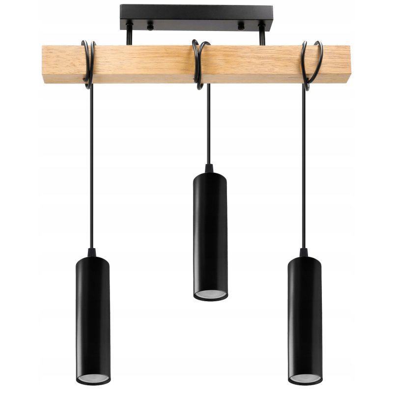 LAMPA drewniana belka wisząca sufitowa ŻYRANDOL ZWIS tuba 15cm na 3x GU10