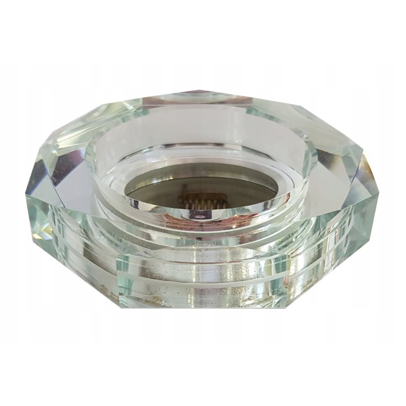 OPRAWA HALOGEN SZKLANA GRUBA OKRĄGŁA SZLIF lustrzana White