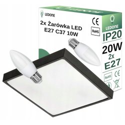 PLAFON czarny lampa oprawa sufitowa 20W LEd na E27