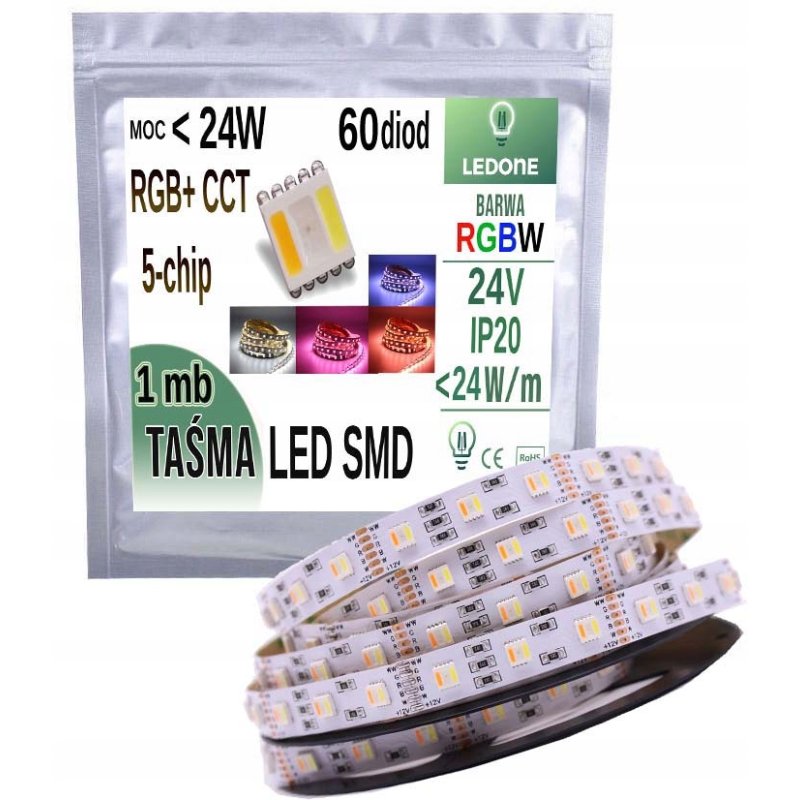 Taśma LED PREMIUM RGB+CCT 5w1 1m Ciepły Zimny 24V