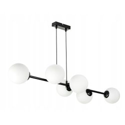 LAMPA SUFITOWA WISZĄCA zwis LOFT PROSTY NA SZKLANY KLOSZ KULA 6 x E27