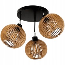 Lampa plafon żyrandol ruchomy sufit klosz drewno 3