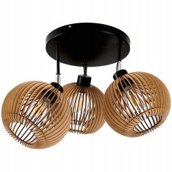 Lampa plafon żyrandol ruchomy sufit klosz drewno 3