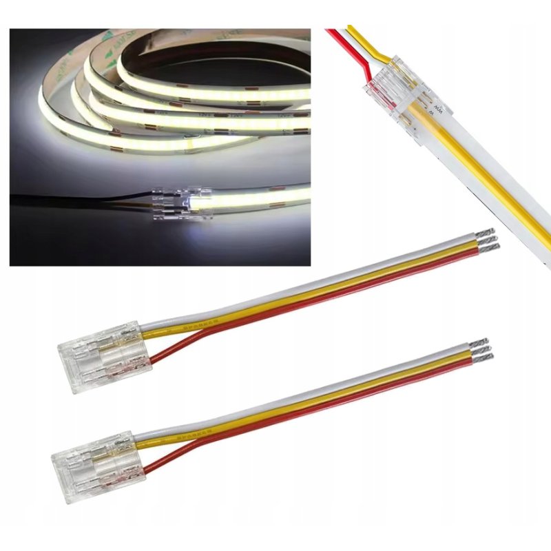 2x Złączka LED MONO CCT COB DIGITAL taśm cyfrowych 3 PIN 10mm łącznik kabel