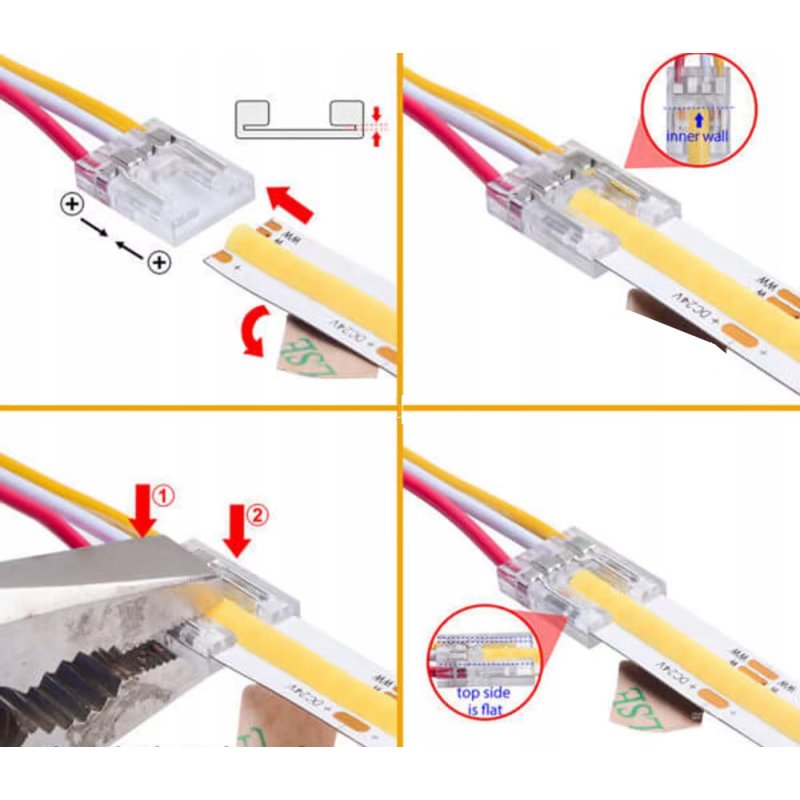 2x Złączka LED MONO CCT COB DIGITAL taśm cyfrowych 3 PIN 10mm łącznik kabel