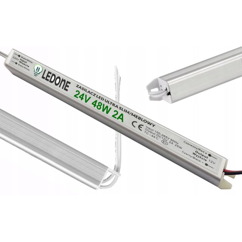 Zasilacz napięciowy 24V 48W 2A ultra slim montażowy do taśm LED cienki