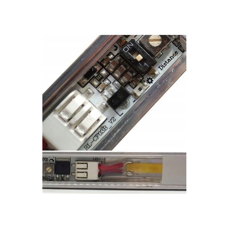 Włącznik profilowy 12V-24V ruch PIR do profili taśm LED COB bez lutowania