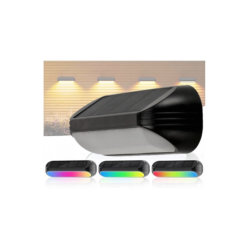 Lampa PREMIUM Elewacyjna Solarna Ogrodowa Kinkiet solarny LED RGBW WW IP65