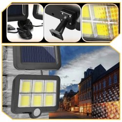 Lampa solarna NAŚWIETLACZ z panelem solarnym na kablu z czujnikiem PIR