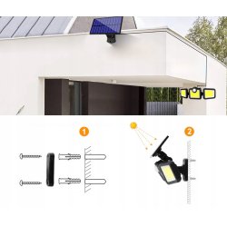 Lampa uliczna solarna ogrodowa naświetlacz 3w1 3panele COB z czujnikiem PIR