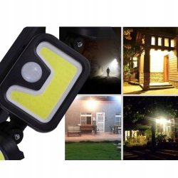 Lampa uliczna solarna ogrodowa naświetlacz 3w1 3panele COB z czujnikiem PIR