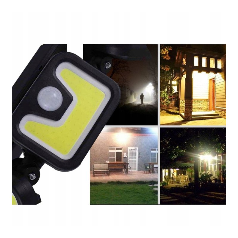 Lampa uliczna solarna ogrodowa naświetlacz 3w1 3panele COB z czujnikiem PIR