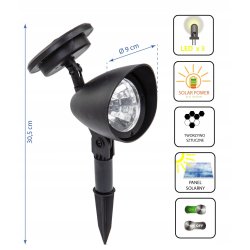 Reflektor ruchomy solarny OGRODOWA LAMPA SOLARNA WBIJANA LED barwa ZIMNA