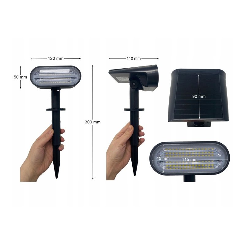 Reflektor PREMIUM ruchomy solarny OGRODOWA LAMPA SOLARNA WBIJANA LED NW