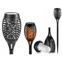 Lampka ogrodowa SOLARNA Lampa wbijana POCHODNIA płomień CIEPŁA 1700K 51cm