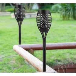 Lampka ogrodowa SOLARNA Lampa wbijana POCHODNIA płomień CIEPŁA 1700K 51cm