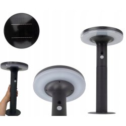 Lampka PREMIUM ogrodowa SOLARNA TALERZ słupek ogrodowy mocny LED NW + PIR