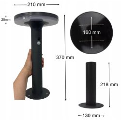 Lampka PREMIUM ogrodowa SOLARNA TALERZ słupek ogrodowy mocny LED NW + PIR